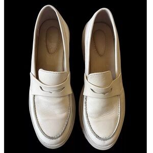 Patina Zoe Chunky Penny Loafer Bone Leather Platform Slip On Shoes Women's Sz 11